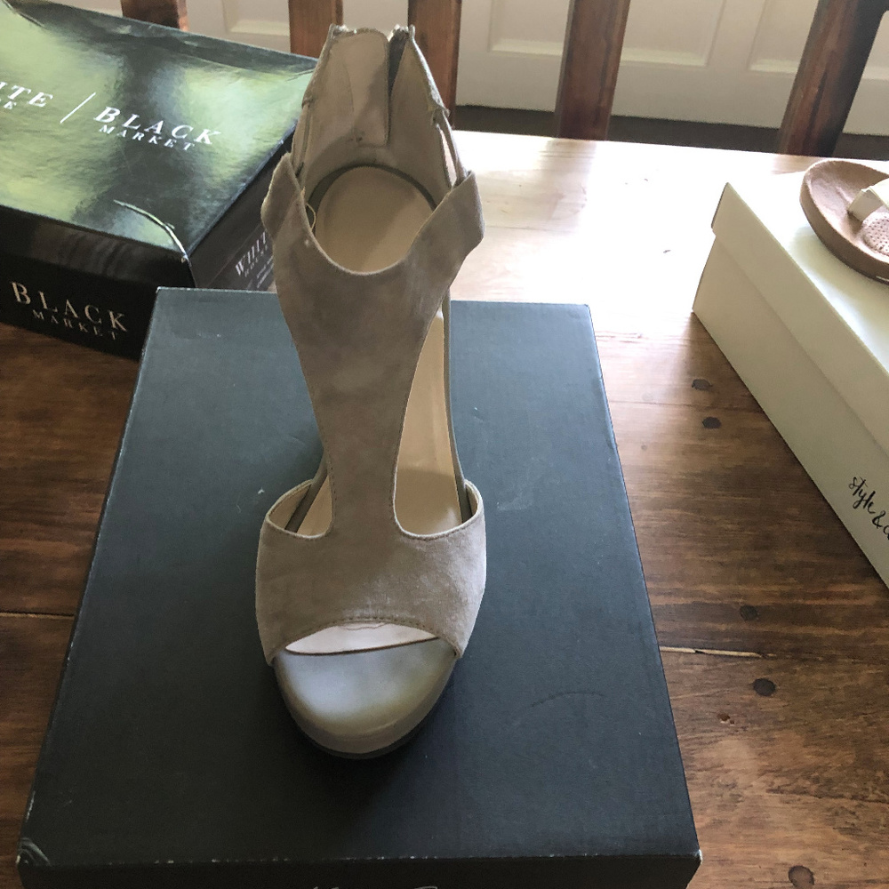 Suede & leather grey wedge-Kenneth Cole Brand